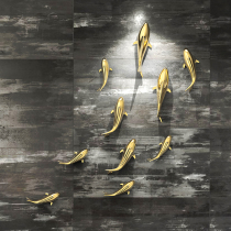 European electroplating fish metal three-dimensional wall decoration living room wall decoration creative light luxury restaurant background wall pendant wall decoration