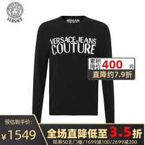 Versace Versace spring and autumn new long-sleeved sweater letter LOGO long-sleeved black sweater international big name