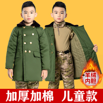 Childrens army cotton coat thickened warm Net red baby cotton padded jacket winter boy long coat military green coat