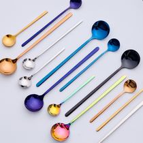 304 stainless steel coffee spoon mixing spoon dessert spoon ice cream long handle spoon creative spoon spoon gold spoon
