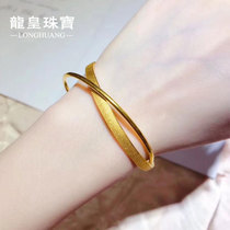 Boutique 3D hard gold gold aperture bracelet pure gold 999 fashion matte double ring bracelet for women simple pure gold bracelet