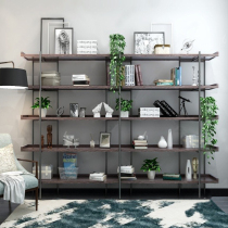 Iron Art Solid Wood Retro Bookcase Bookcase Living-room Containing Shelf Floor Multilayer Display Shelf Industrial Wind