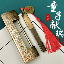 Antique old copper lock pure copper Chinese style open padlock old small lock mini wooden box cabinet door ancient retro lock head