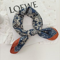 Net red silk scarf square scarf retro cashew flower spring autumn summer headband twill 70 decorative scarf shirt suit Korean version