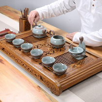Tea tray Solid wood simple household rosewood chicken wing wood Water storage and drainage tray Drawer type Kung Fu tea set Tea sea