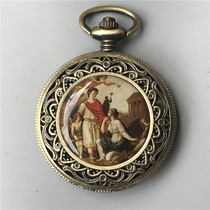 Pocket watch retro automatic mechanical watch hollow pure copper nostalgic old watch with chain old watch Flip portable