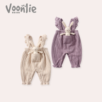 Where to hunt baby clothes autumn clothes newborn female baby jumpsuit full moon princess ha clothes belt pants sweater Super Foreign Air