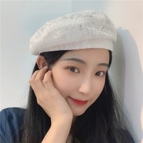 Hollow octagonal hat womens summer Korean version of the tide fashion travel British wild breathable sunshade sunscreen duck tongue beret