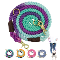 Two dogs leash two two two-in-one drag two-headed double-dog walking rope half P chain collar small dog
