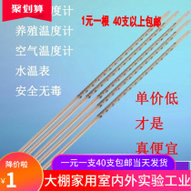 Red water glass rod thermometer temperature measurement household greenhouse planting and breeding with hole-mounted 0-100 degree water temperature meter