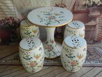 Table Ceramic furniture Light luxury round table Ceramic drum stool set Several new Chinese American hand-painted five-piece set table and chair tea table