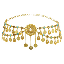 Belt Dunhuang Bohemian Coin flowing Suzhou waist chain retro-national feather alloy belly dance accessories