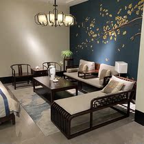 New Chinese Ukim Wood Sofa Composition Full Solid Wood Modern Minimalist Light Lavish Villa Living Room High-end Furniture Custom