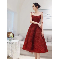 Harness Wine Red Color Toast Bridal Usual Wear Superior Sense Engagement Gown Law Style Little Sublian Dress Woman