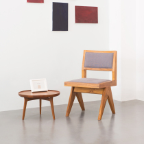 Muna Furniture Chandigarh Nordic Solid Wood Single Back Leisure Chair Cotton Linen Fabric Art PIERREJEANNERET