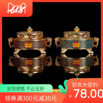 Alloy copper enamel color incense burner home indoor tea ceremony creative eight auspicious ornaments incense yellow burner incense box large