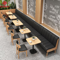 Simple theme restaurant milk tea shop against the wall card seat sofa Cafe dessert snack restaurant table and chair combination