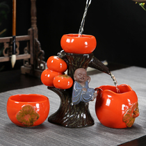 Creative tea leak tea filter rack tea filter net set lazy kung fu little monk tea set Persimmon tea ceremony accessories