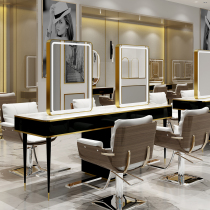 Internet celebrity modern minimalist hairdressing mirror table with light barber shop mirror table hair salon special hair cutting mirror with light light luxury mirror
