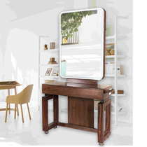 Barber shop mirror table hair salon dedicated high-end retro hair salon hair cutting perm mirror cabinet one-piece dressing solid wood