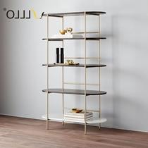 Light luxury bookshelf Nordic stainless steel display rack Storage rack Bedroom living room shelf Metal floor-to-ceiling decorative bookcase