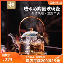 Taiwan Wechen glass kettle enamel glass boiling teapot white tea scenting tea with handle high temperature health pot