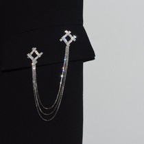 Fashion zircon letter diamond chain brooch female high-grade PIN decoration suit female creative temperament Joker accessories