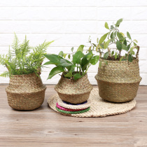 Home good point living room flower basket flower pot handmade straw storage basket portable woven basket ornaments rattan basket decoration