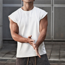 Summer New Sports Men Vest Kamper Sleeveless Tops Fitness Tide Muscle Roll Iron Devices elasticity