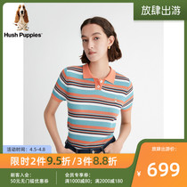 Hush Puppies Leisure Steps Womens Clothing 2022 New Summer Streaks Casual Knit Polo Shirts) HW-22304D