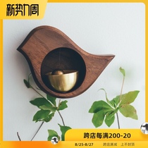  Half house Japanese style wind chimes door decoration refrigerator stickers creative housewarming gifts black walnut solid wood doorbell household copper bell clang