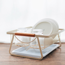 Japanese wrought iron dish rack drain rack household kitchen tableware water cup storage basket rack Nordic wind put bowl rack