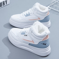 21-year winter new high-grade cotton shoes young women plus velvet padded high-top cotton shoes to keep warm female students casual cotton boots