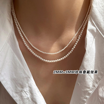 2mm Positive Round Home Pearls Necklace Woman Light Lavish Crowdabby Small Rice Grain Lock Bone Chain Superior Sensual Necklace Accessories