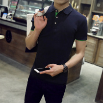 Mens short-sleeved T-shirt mens summer cotton lapel polo shirt trend shirt collar clothes Korean version of fashion brand mens clothing