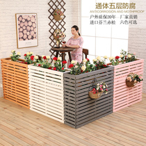 Hotel Partition Fence Bag Compartment Solid Wood Flower Racks Embalming Wood Balcony Restaurant Dining Table Outside Swing Square Green Wood Fence