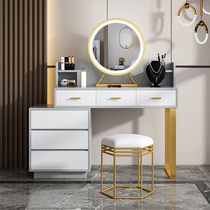 Nordic light luxury retractable dresser makeup table Bedroom modern minimalist LED mirror net red ins wind storage cabinet all-in-one
