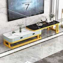 Marble TV cabinet living room modern simple multifunctional telescopic coffee table tempered glass combination Nordic small apartment