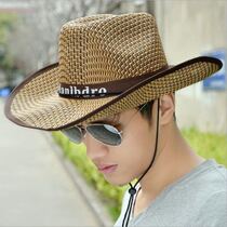 Summer straw hat Mens sun hat Big cornice sunscreen hat Outdoor sun hat Big edge fishing hat Travel beach hat