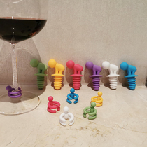 Silicone wine stopper Household seal Outdoor wedding party Champagne wine glass note logo set
