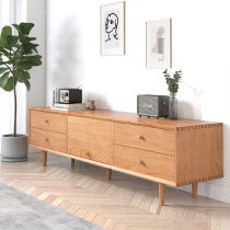 Sakura Wooden Home] Nordic all solid wood TV cabinet combination simple Japanese style furniture floor cabinet TV cabinet