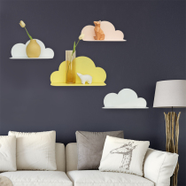 Wall Shelf Nordic Macaron Clouds Iron Separator Kindergarten Free of perforated headboard wall Decorative Shelf Wall-mounted