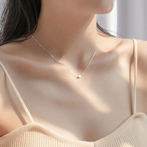  Geometric sugar cube 925 sterling silver necklace female summer light luxury niche design sense non-fading high-end sense simple clavicle chain