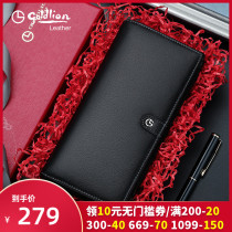 Ginley to wallet mens length Genuine Leather Headlayer Bull Leather Multifunction Thin leather wallet Vertical Zipper Men Money Clip