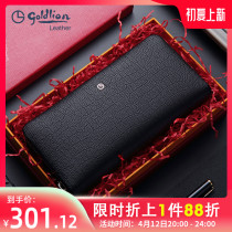 Ginley to hand bag crocodile print leather zipped hand hold wallet multifunction large capacity head layer cow leather male style leather holder