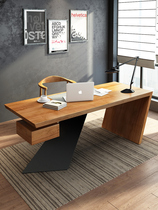 Solid wood office boss table simple modern industrial wind loft desktop computer desk President desk desk Workbench