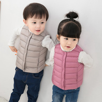 Childrens clothing light short round neck childrens waistcoat baby vest Men and women 90%duck down liner waistcoat
