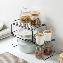 Kitchen can be superimposed wrought iron storage rack household cabinet dishes storage rack multifunctional kitchenware condiment shelf