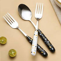 304 stainless steel spoon home creative cute long handle coffee spoon children baby eating spoon western fork j