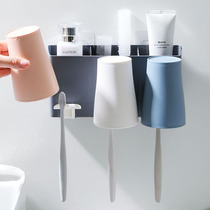 Bathroom non-perforated toothbrush rack set toilet wall-mounted home toothpaste mouthwash Cup box